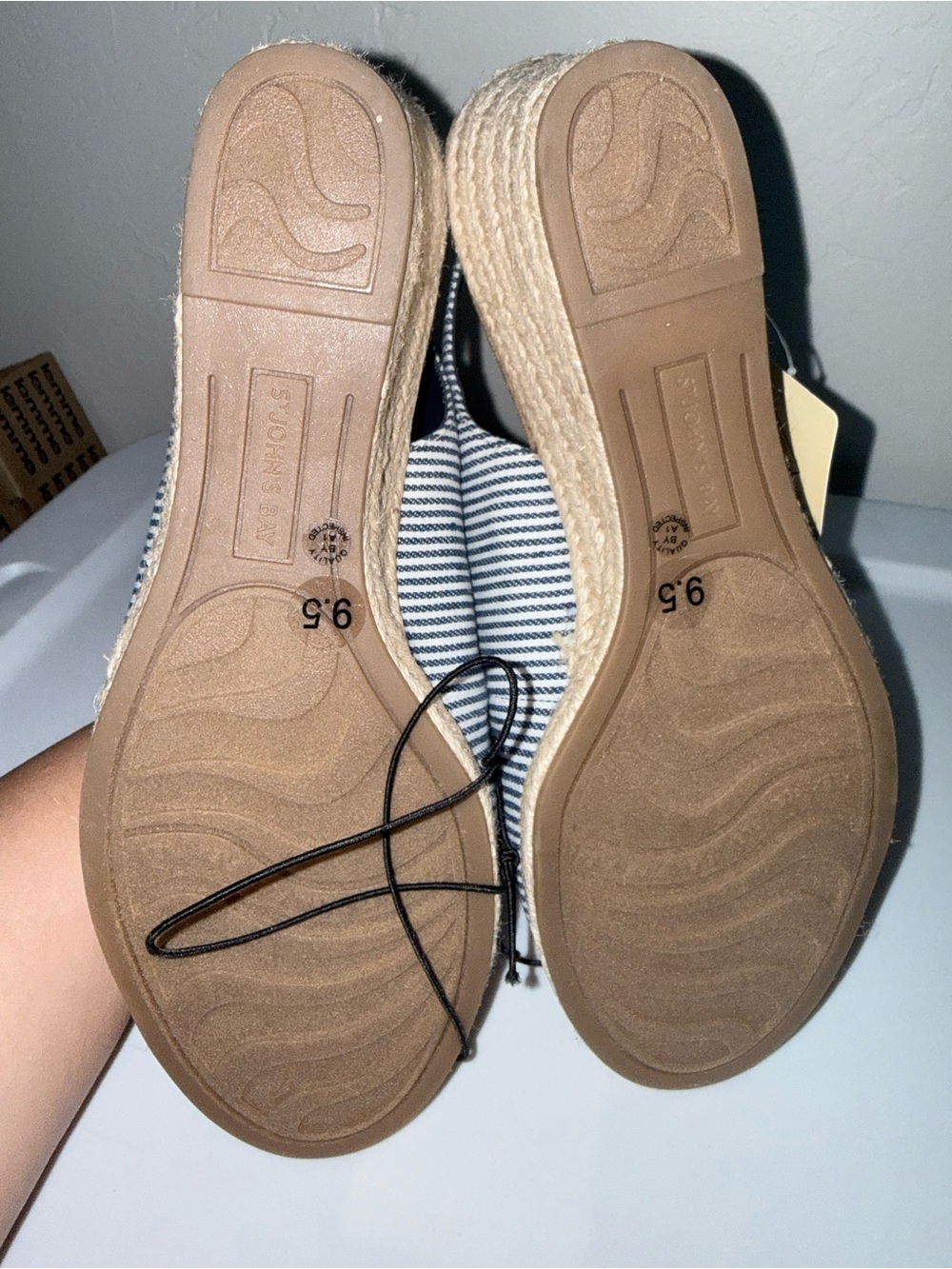 St. John's Bay Navy and White Striped Slingback Espadrille Sandals - Picture 4 of 4